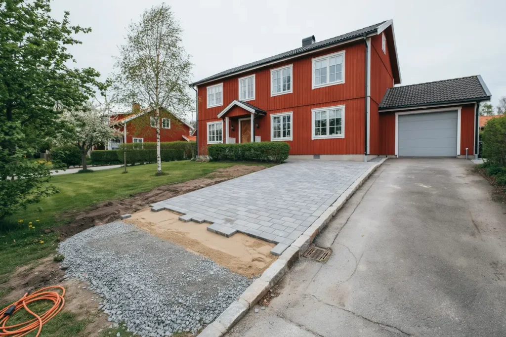 l gga om garageuppfarten r tt markarbete materialval och lutning f r ett h llbart resultat